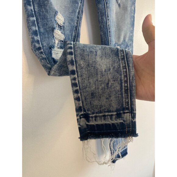 KanCan Acid Wash High-Rise Distressed Button Fly Skinny Jeans Size 25 - Picture 2 of 6